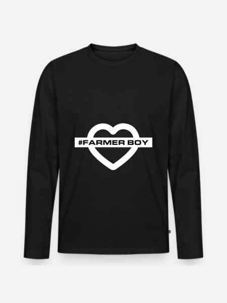 Farmer Boy Heart Love - Men's Premium Organic Long Sleeve Shirt - black