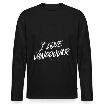 I Love Vancouver - Men's Premium Organic Long Sleeve Shirt - black - Front - Nico (187cm)