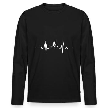 Joueur de football Heartbeat running - T-shirt manches longues Premium bio Homme - noir - Devant - Nico (187cm)