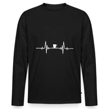 Herzschlag Tasse - Männer Premium Bio Langarmshirt - Schwarz - Vorne - Nico (187cm)