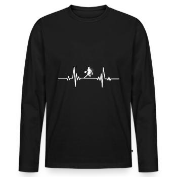 Heartbeat basketball player running - Men's Premium Organic Long Sleeve Shirt - black - Front - Nico (187cm)