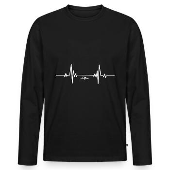Natation Heartbeat - T-shirt manches longues Premium bio Homme - noir - Devant - Nico (187cm)