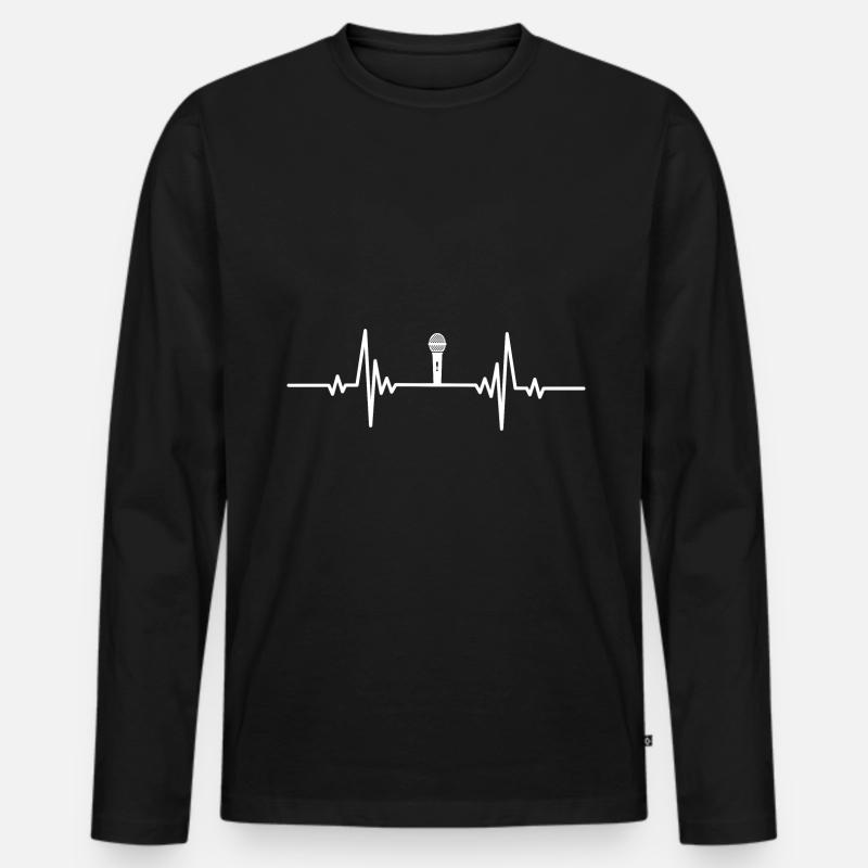 Herzschlag-Mikrofon - Männer Premium Bio Langarmshirt - Schwarz