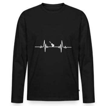 Herzschlag schiefe Gitarre - Männer Premium Bio Langarmshirt - Schwarz - Vorne - Nico (187cm)