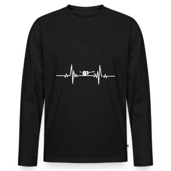 Herzschlag Gitarre und Musiknote - Männer Premium Bio Langarmshirt - Schwarz - Vorne - Nico (187cm)
