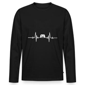 Heartbeat Portable Gaming Controller - Men's Premium Organic Long Sleeve Shirt - black - Front - Nico (187cm)