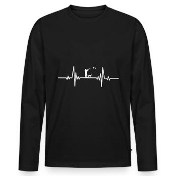 Heartbeat chasse aux oiseaux et creusement - T-shirt manches longues Premium bio Homme - noir - Devant - Nico (187cm)