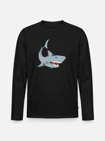 requin - T-shirt manches longues Premium bio Homme - noir