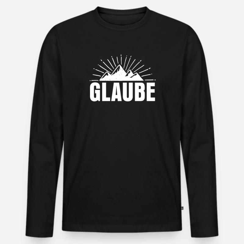 Glaube - Männer Premium Bio Langarmshirt - Schwarz
