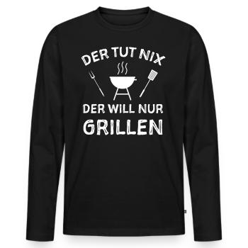 Grillsaison Humor Sprüche Witzig - Männer Premium Bio Langarmshirt - Schwarz - Vorne - Nico (187cm)