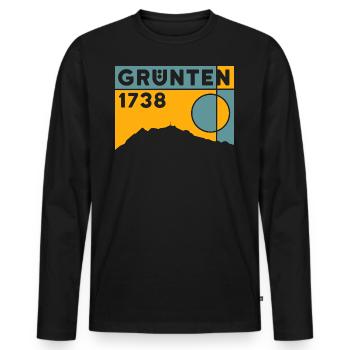 Grünten Crossing Randonnée Randonnée Souvenirs - T-shirt manches longues Premium bio Homme - noir - Devant - Nico (187cm)