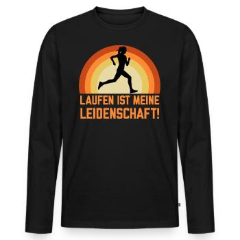 Das Laufen ist meine Leidenschaft Sport der Läufer - Männer Premium Bio Langarmshirt - Schwarz - Vorne - Nico (187cm)