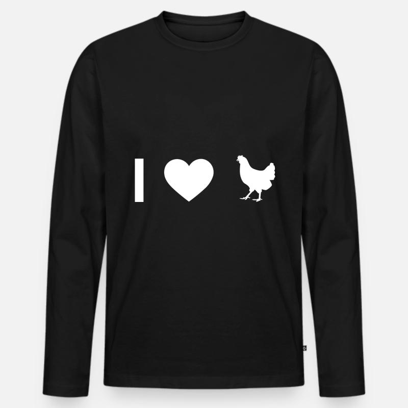 Ich Herz und Henne - - Männer Premium Bio Langarmshirt - Schwarz