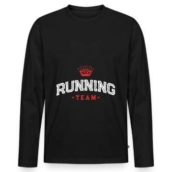 Équipe de course à pied - T-shirt manches longues Premium bio Homme - noir - Devant - Nico (187cm)