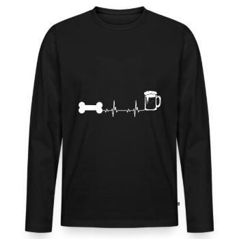 Heartbeat Beer and Dog - - Men's Premium Organic Long Sleeve Shirt - black - Front - Nico (187cm)