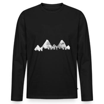 Tree - Mountain - (3) - Men's Premium Organic Long Sleeve Shirt - black - Front - Nico (187cm)