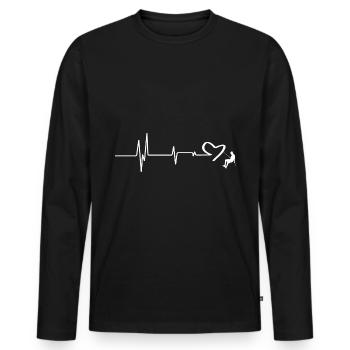 Herz - Herzschlag - Klettern - (4) - Männer Premium Bio Langarmshirt - Schwarz - Vorne - Nico (187cm)