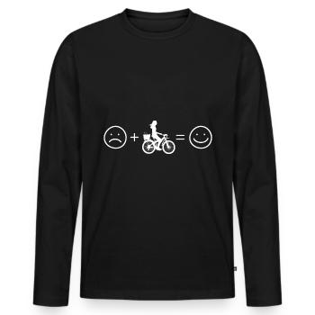 Smile Face and Cycling - (f) (2) - Men's Premium Organic Long Sleeve Shirt - black - Front - Nico (187cm)