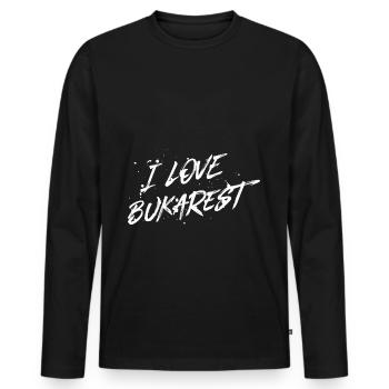 I Love Bukarest - Männer Premium Bio Langarmshirt - Schwarz - Vorne - Nico (187cm)