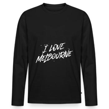 I Love Melbourne - Männer Premium Bio Langarmshirt - Schwarz - Vorne - Nico (187cm)