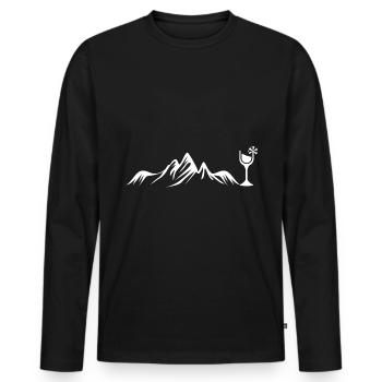 Wine - Mountain - - Men's Premium Organic Long Sleeve Shirt - black - Front - Nico (187cm)