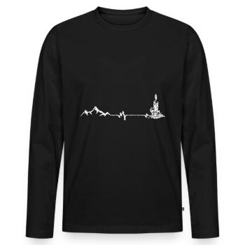 Herzschlag - Wein - Berg - (5) - Männer Premium Bio Langarmshirt - Schwarz - Vorne - Nico (187cm)