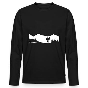 Mountain - Hikers - (13) - Men's Premium Organic Long Sleeve Shirt - black - Front - Nico (187cm)