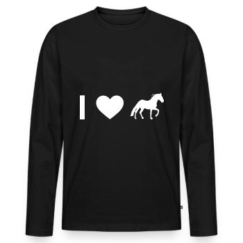 I heart and horse - - Men's Premium Organic Long Sleeve Shirt - black - Front - Nico (187cm)