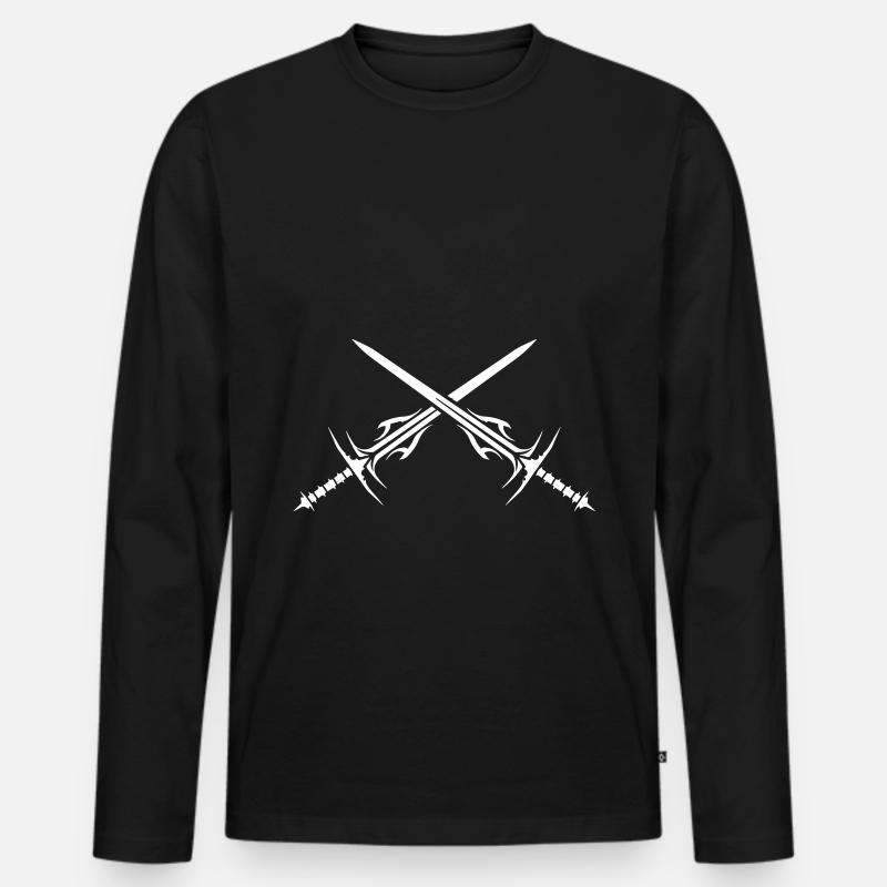 Schwert Element - Männer Premium Bio Langarmshirt - Schwarz