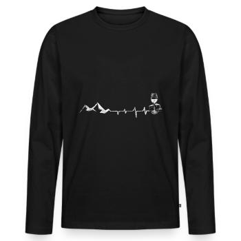 Palpitations cardiaques - Vin - Montagne - (2) - T-shirt manches longues Premium bio Homme - noir - Devant - Nico (187cm)