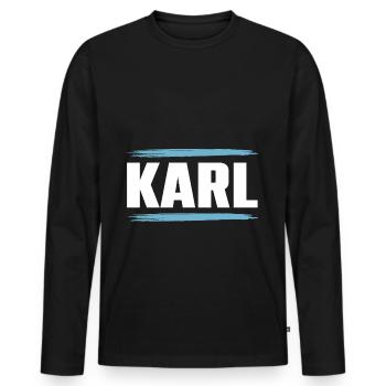 Karl - Men's Premium Organic Long Sleeve Shirt - black - Front - Nico (187cm)