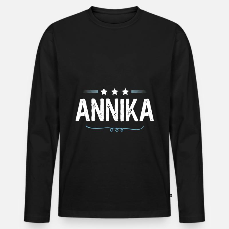 Annika - Männer Premium Bio Langarmshirt - Schwarz