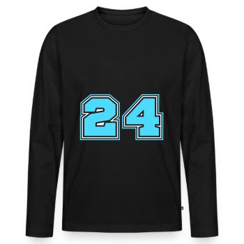 24 Numéro de numéro - T-shirt manches longues Premium bio Homme - noir - Devant - Nico (187cm)
