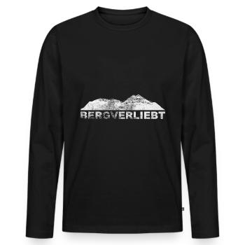 Bergverliebt - (7) - Männer Premium Bio Langarmshirt - Schwarz - Vorne - Nico (187cm)