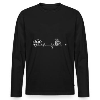 Bier - Herzklopfen - Campingwagen - (2) - Männer Premium Bio Langarmshirt - Schwarz - Vorne - Nico (187cm)