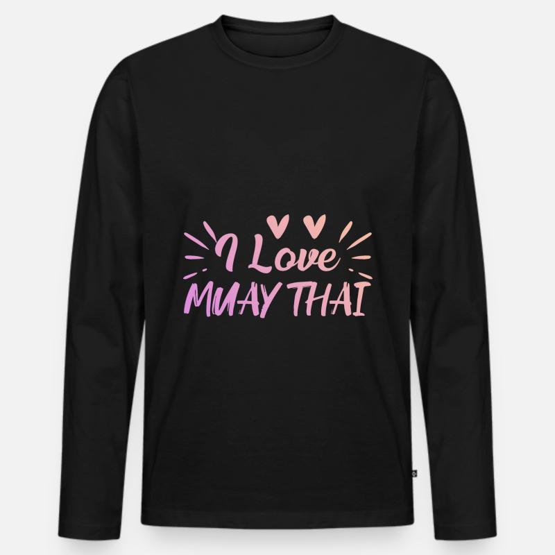 Ich liebe Muay Thai - Männer Premium Bio Langarmshirt - Schwarz