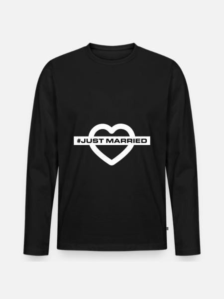 Just Married Wedding Heart - Men's Premium Organic Long Sleeve Shirt - black