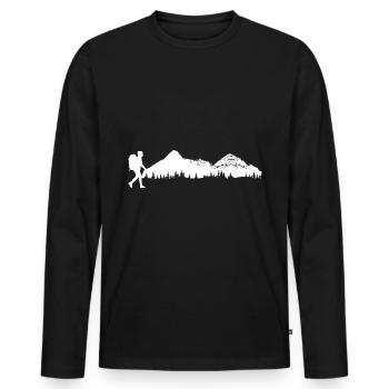 Montagne - Randonneurs - (8) - T-shirt manches longues Premium bio Homme - noir - Devant - Nico (187cm)