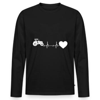 Heartbeat Heart et Agriculture - - T-shirt manches longues Premium bio Homme - noir - Devant - Nico (187cm)