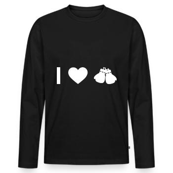 Ich Herz und Boxen - - Männer Premium Bio Langarmshirt - Schwarz - Vorne - Nico (187cm)