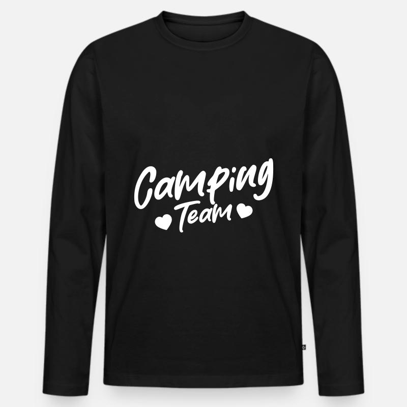 Camping Team Herz Liebe - Männer Premium Bio Langarmshirt - Schwarz