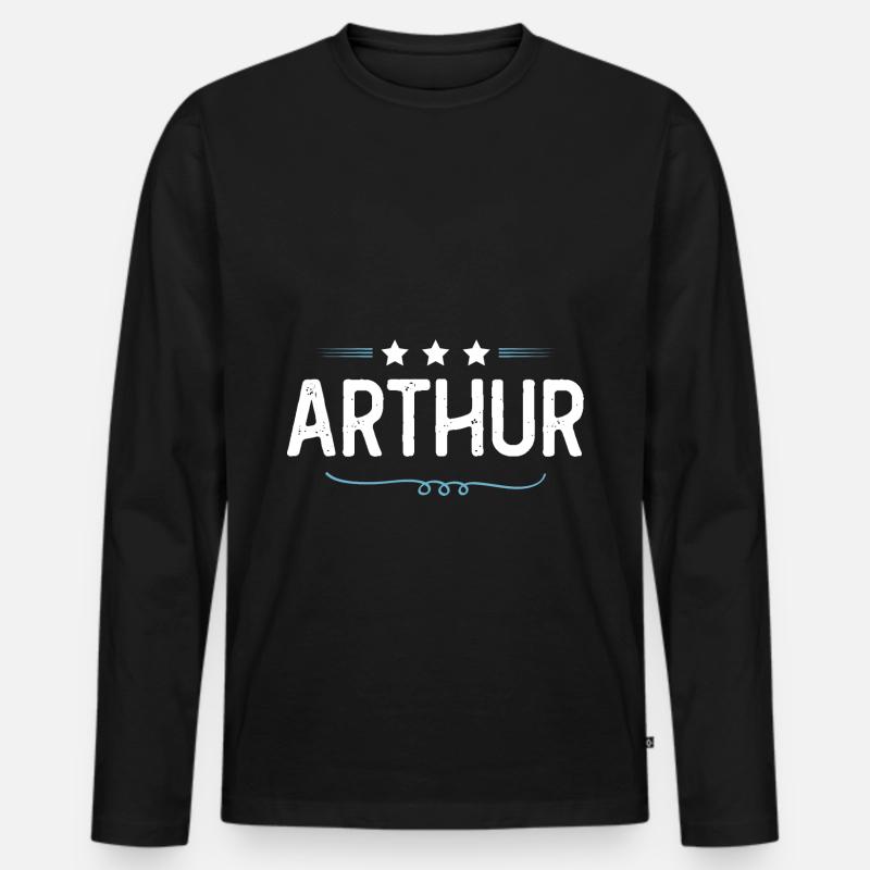 Arthur - Männer Premium Bio Langarmshirt - Schwarz