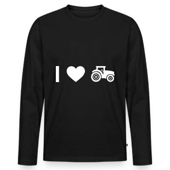 I coeur et tracteur - - T-shirt manches longues Premium bio Homme - noir - Devant - Nico (187cm)