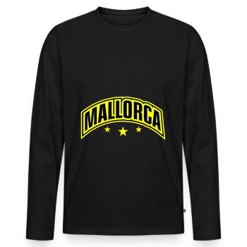 Mallorca Font - Men's Premium Organic Long Sleeve Shirt - black - Front - Nico (187cm)