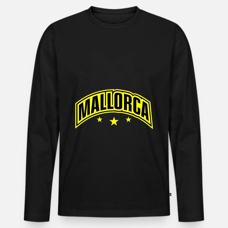Mallorca Schrift - Männer Premium Bio Langarmshirt - Schwarz