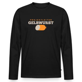 Projektleiter Gelbwurst Petersilie Metzgerei - Männer Premium Bio Langarmshirt - Schwarz - Vorne - Nico (187cm)