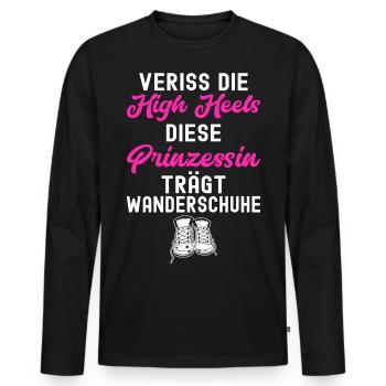 Wandern Geschenkidee Wanderer Berge Trekking - Männer Premium Bio Langarmshirt - Schwarz - Vorne - Nico (187cm)