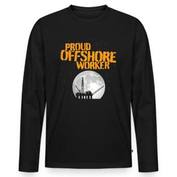 Proud Offshore Worker - Männer Premium Bio Langarmshirt - Schwarz - Vorne - Nico (187cm)