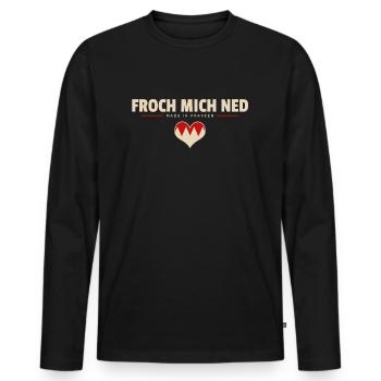 Froch mich ned - Franken fränkisch fränggisch - Männer Premium Bio Langarmshirt - Schwarz - Vorne - Nico (187cm)