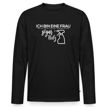 Ich bin eine Frau Ich putze alles mit Glasreiniger - Männer Premium Bio Langarmshirt - Schwarz - Vorne - Nico (187cm)